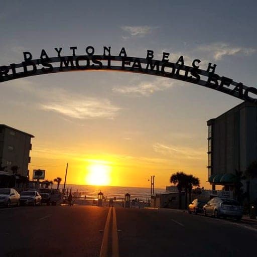 Daytona Beach arch at golden sunset